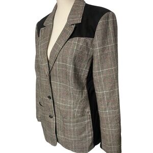 NYDJ Wool Blend Black Red Gray Plaid Blazer Women's XL